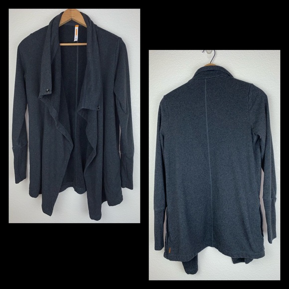 LUCY Heathered Charcoal Drape Waterfall Sweatshirt - Picture 2 of 6